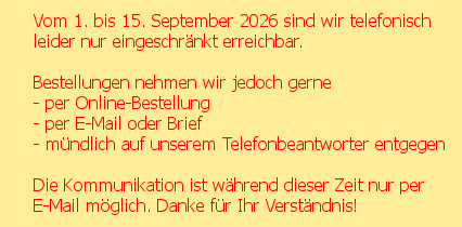 Ferien 1. bis 15.9.2025